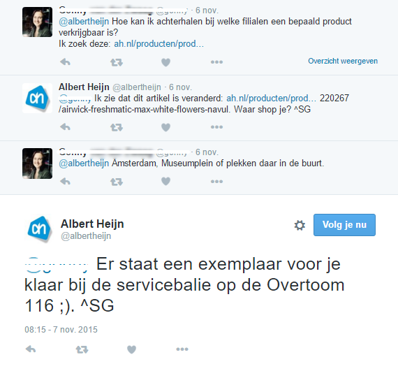 AH webcare voorbeeld